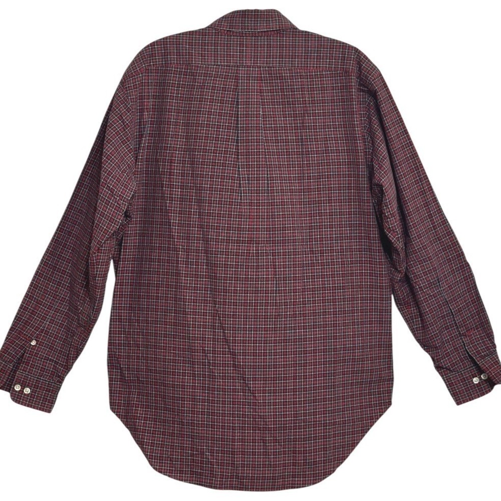 Ralph Lauren Button Up Shirt Men Red Black Plaid Classic Fit Fall 15.5 32/33